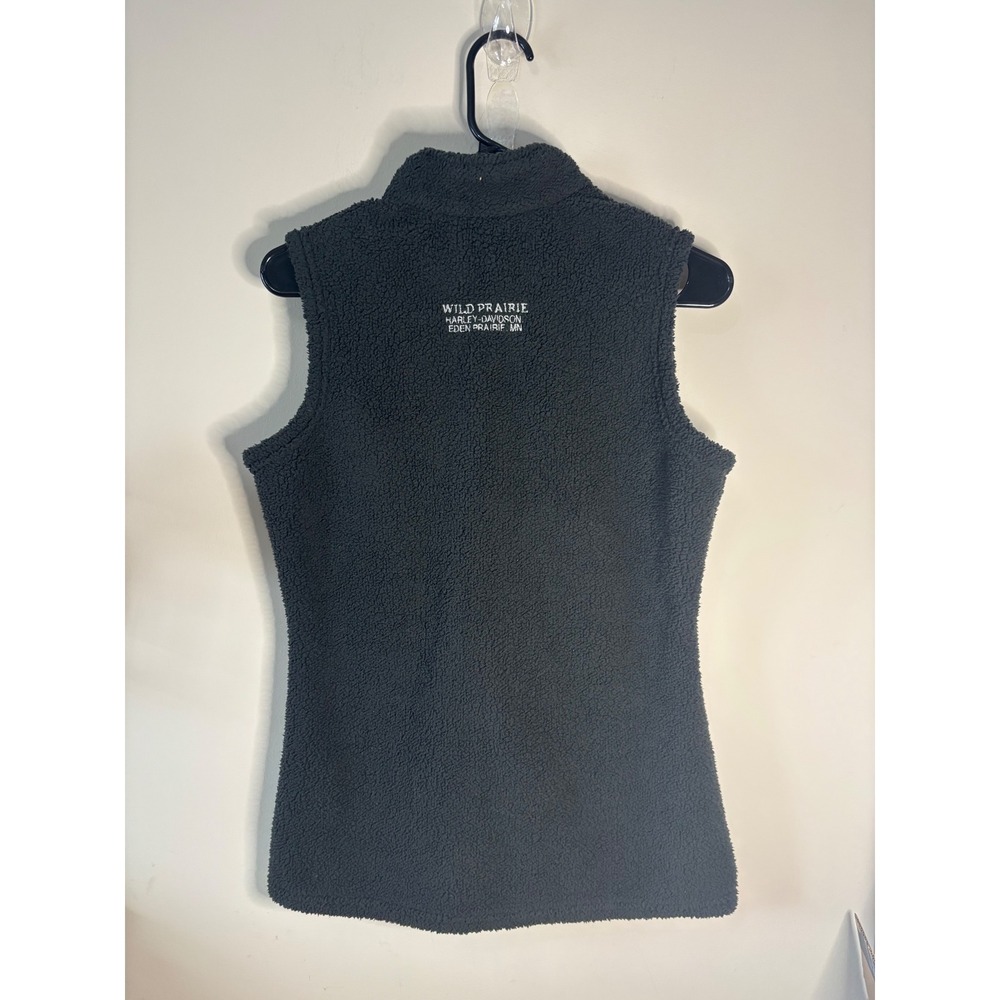 Harley Davidson W's Sherpa Fleece Vest Black Wild Prairie Eden Prairie MN Size S - Picture 6 of 6